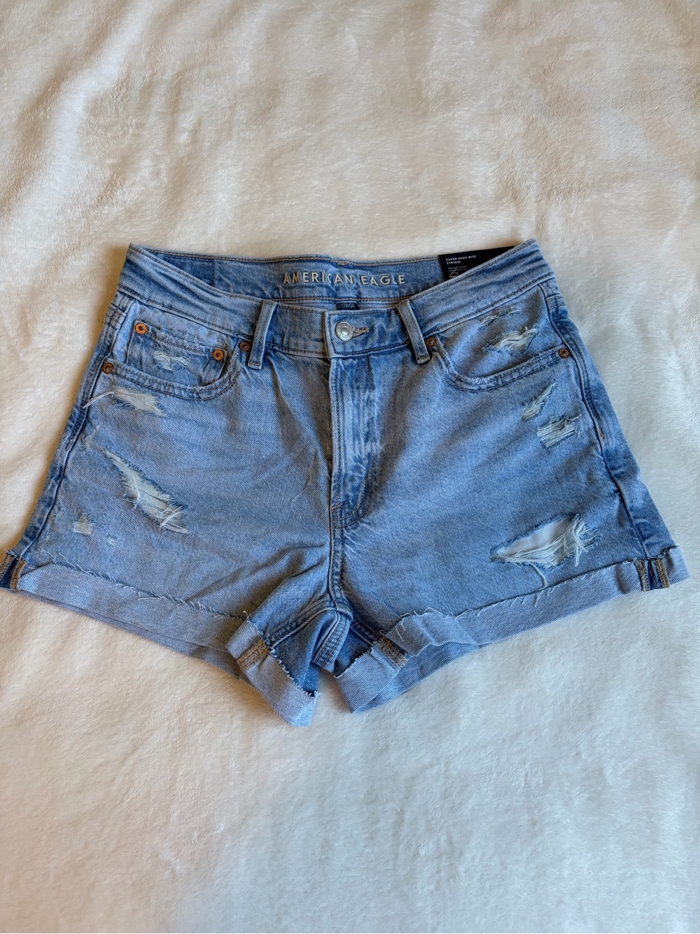 American Eagle Outfitters Light Blue Distressed Denim Cutoff Shorts